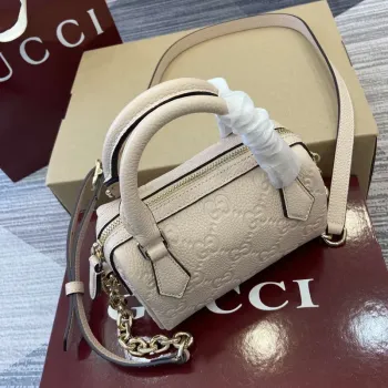 Gucci 815256 GG Emblem super mini top handle bag Beige