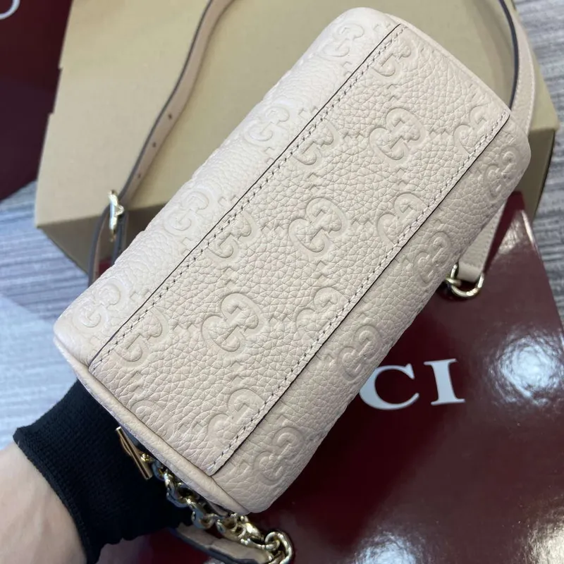 Gucci 815256 GG Emblem super mini top handle bag Beige