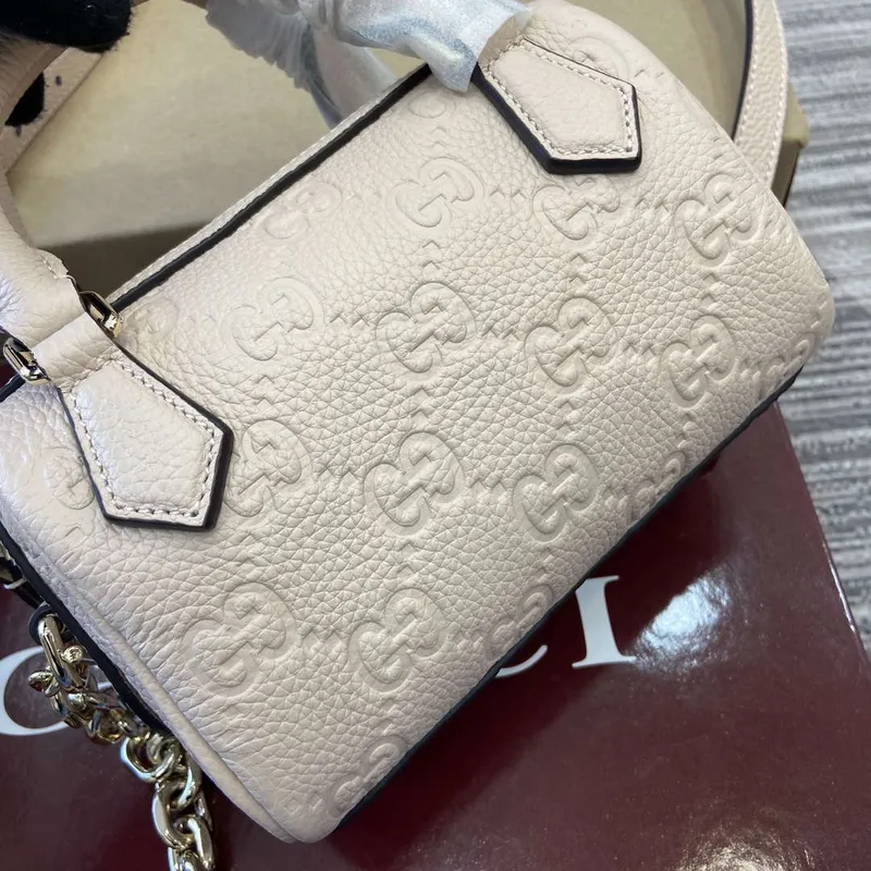 Gucci 815256 GG Emblem super mini top handle bag Beige