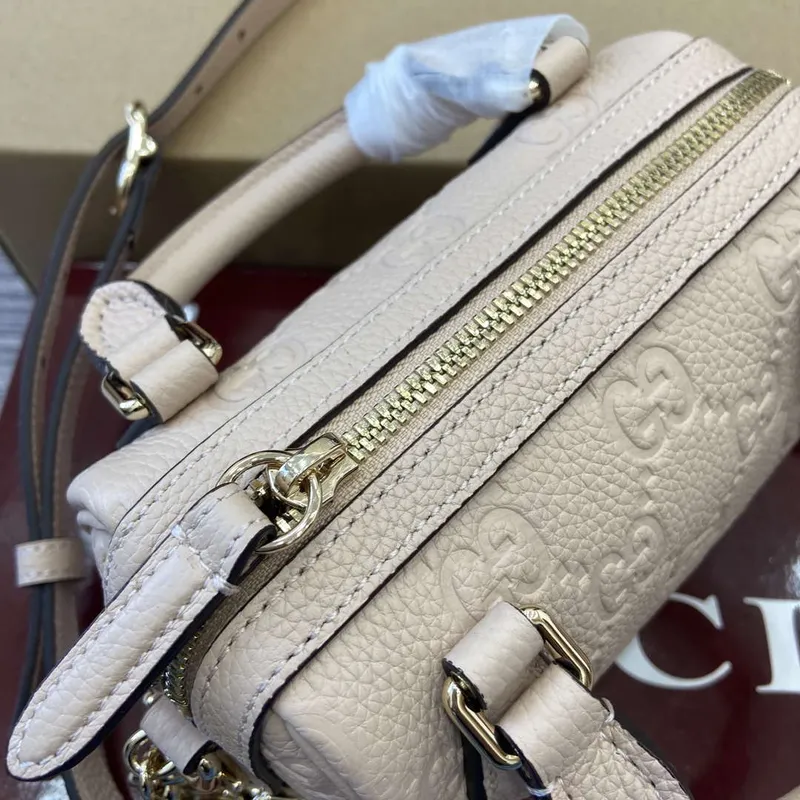 Gucci 815256 GG Emblem super mini top handle bag Beige