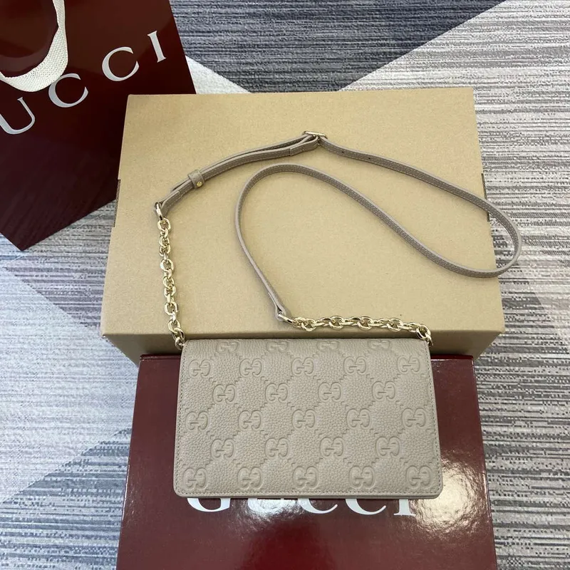 Gucci 818705 GG Emblem super mini shoulder bag Taupe