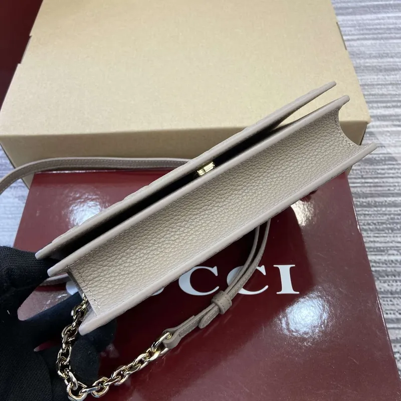 Gucci 818705 GG Emblem super mini shoulder bag Taupe