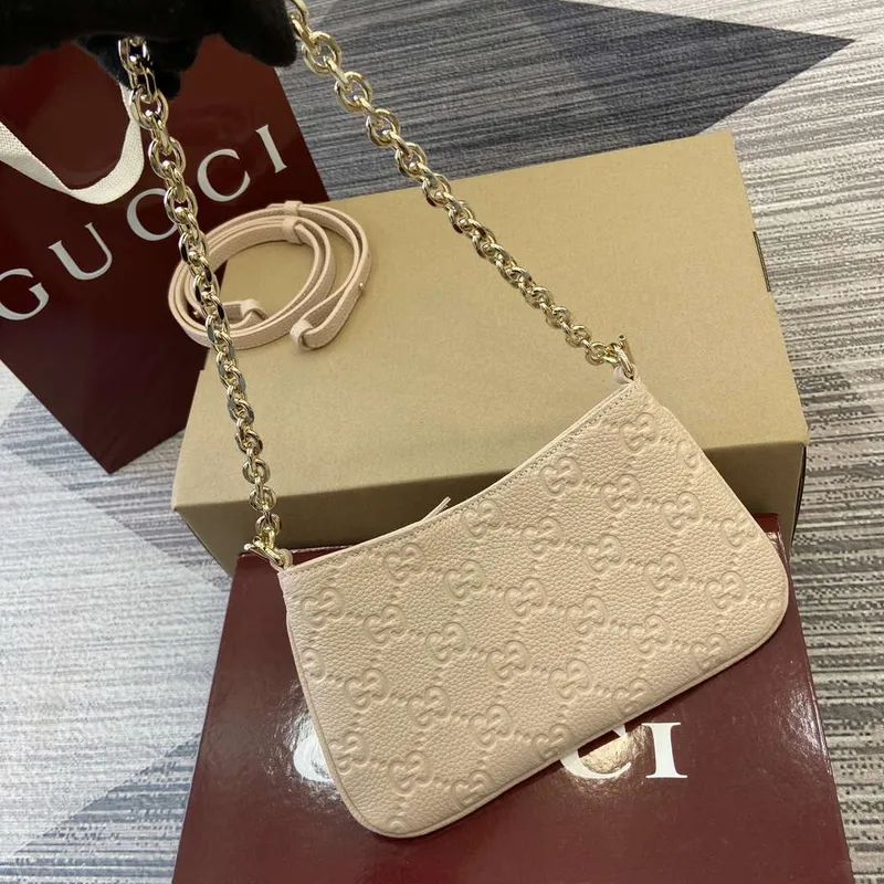 Gucci 815278 GG Emblem super mini bag Beige