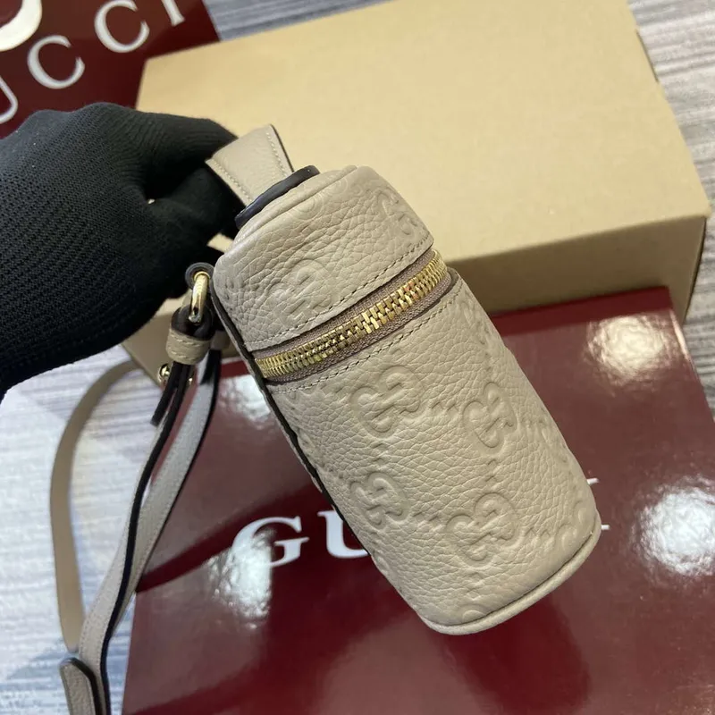 Gucci 815949 GG Emblem super mini bag Apricot