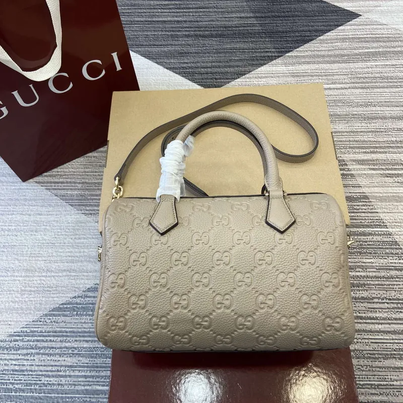 Gucci 815255 GG Emblem Small top handle bag Apricot
