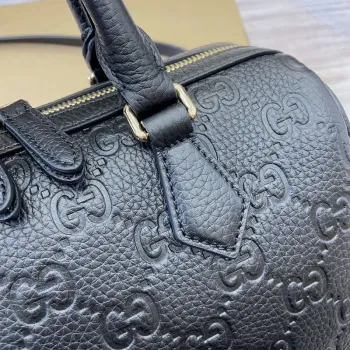 Gucci 815255 GG Emblem Small top handle bag Black