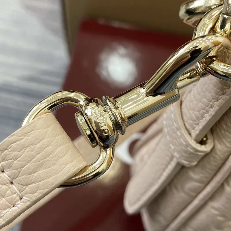 Gucci 820453 GG Emblem Medium Shoulder bag Beige