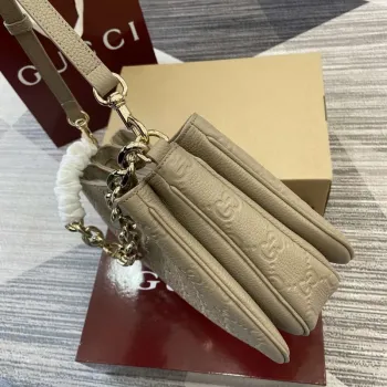 Gucci 815263 GG Emblem Small Shoulder Bag Apricot