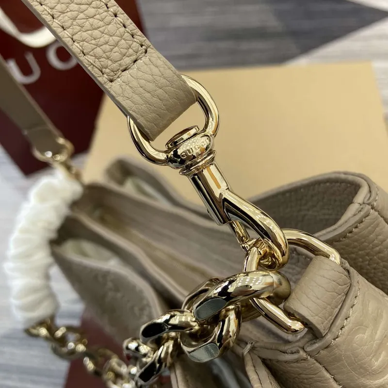 Gucci 815263 GG Emblem Small Shoulder Bag Apricot