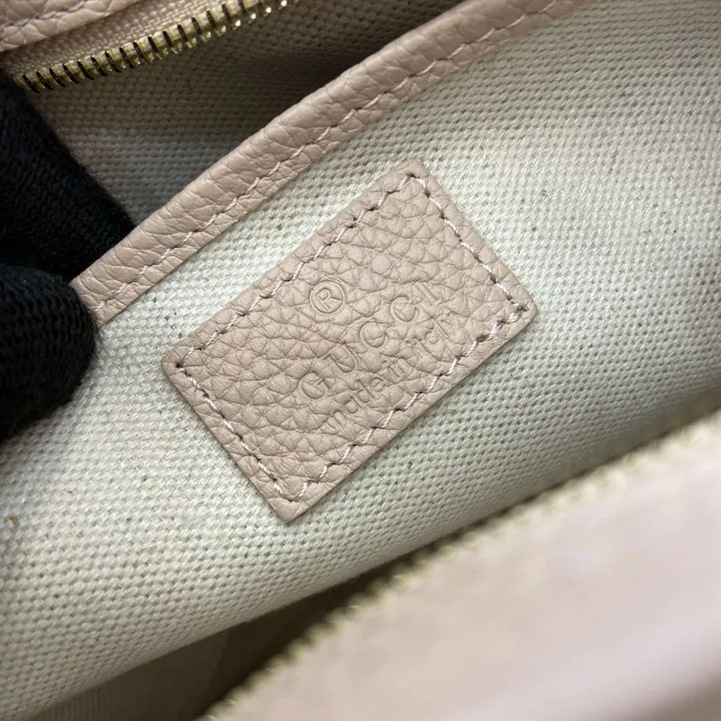 Gucci 815263 GG Emblem Small Shoulder Bag Beige