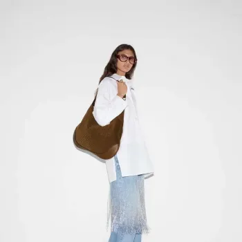 Gucci 815924 Gucci Body Suede Medium Shoulder Bag Brown