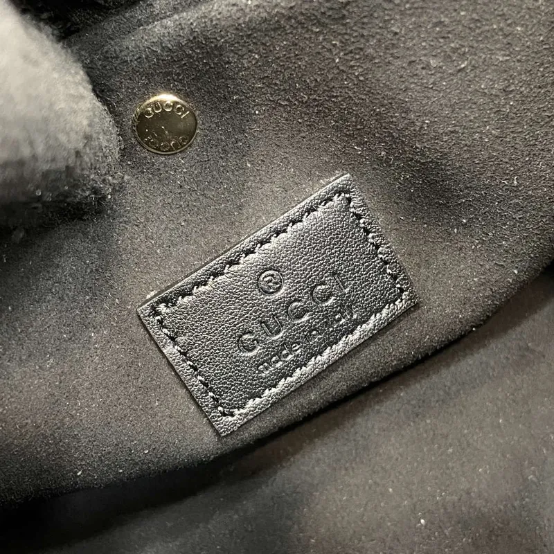 Gucci 815118 GG Emblem Mini Bucket Bag Black smooth leather