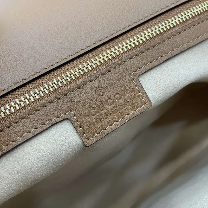 Gucci 815716 Gucci Blondie Medium top handle bag Brown & Beige cotton linen canvas