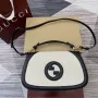 Gucci 815716 Gucci Blondie Medium top handle bag Black& Beige cotton linen canvas