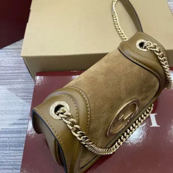 Gucci 815711 Gucci Blondie mini shoulder bag Suede Leather dark brown