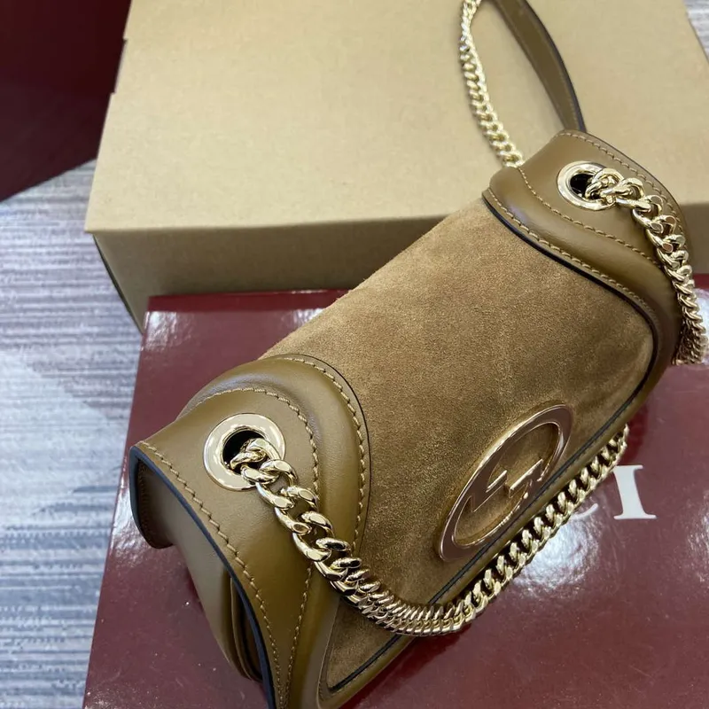 Gucci 815711 Gucci Blondie mini shoulder bag Suede Leather dark brown
