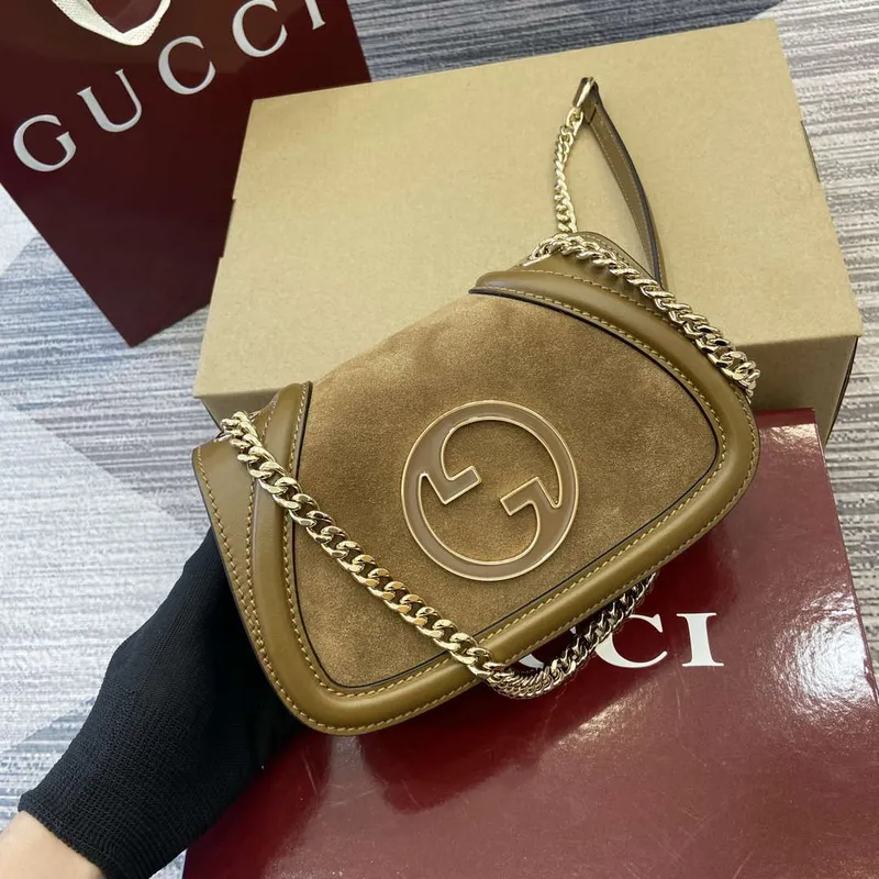 Gucci 815711 Gucci Blondie mini shoulder bag Suede Leather dark brown