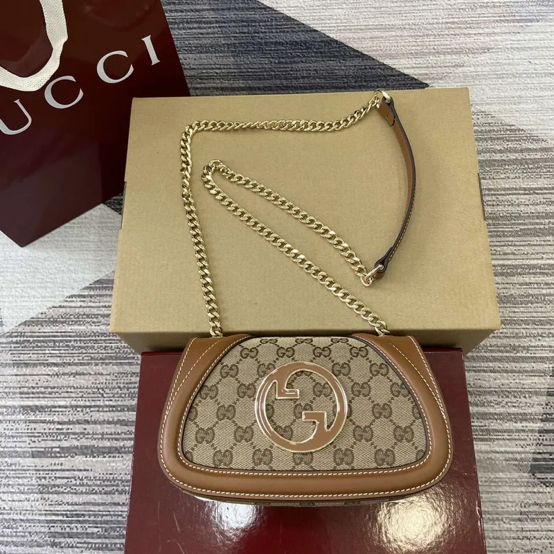 Gucci 815711 Gucci Blondie mini shoulder bag Beige dark brown canvas