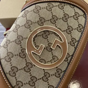 Gucci 815711 Gucci Blondie mini shoulder bag Beige dark brown canvas