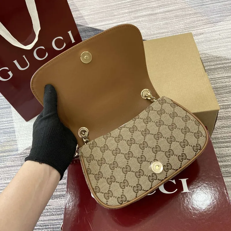 Gucci 815711 Gucci Blondie mini shoulder bag Beige dark brown canvas