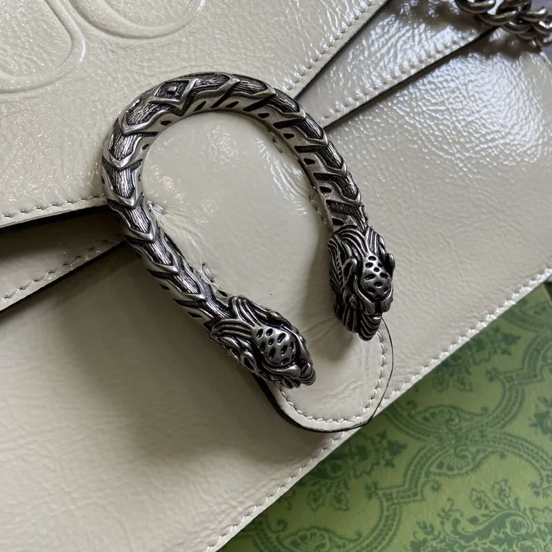 Gucci 795005 GG Dionysus small shoulder bag Light Gray patent leather logo