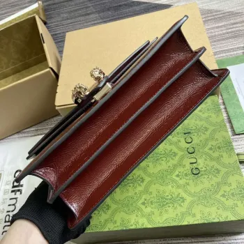 Gucci 795005 GG Dionysus small shoulder bag Wine Red patent leather logo