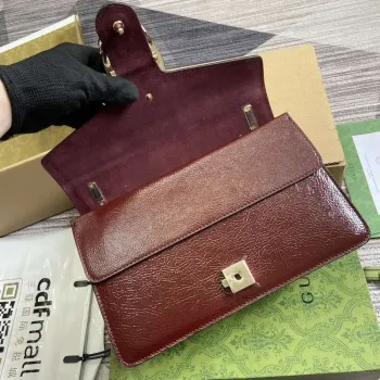 Gucci 795005 GG Dionysus small shoulder bag Wine Red patent leather logo