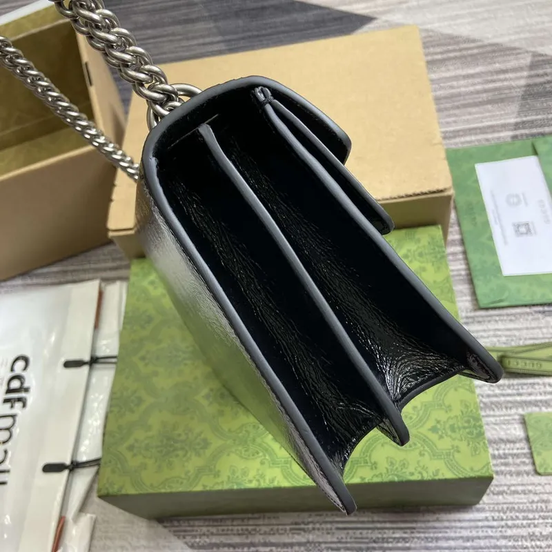 Gucci 795005 GG Dionysus small shoulder bag Black patent leather logo