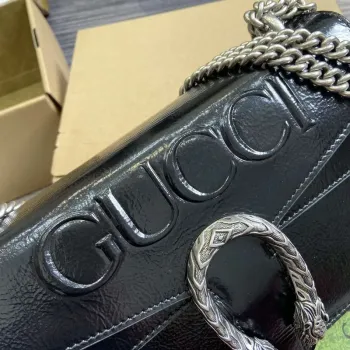 Gucci 795005 GG Dionysus small shoulder bag Black patent leather logo