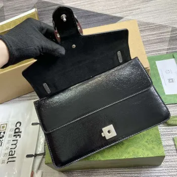 Gucci 795005 GG Dionysus small shoulder bag Black patent leather logo