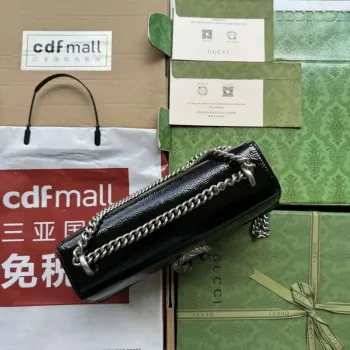 Gucci 795005 GG Dionysus small shoulder bag Black patent leather