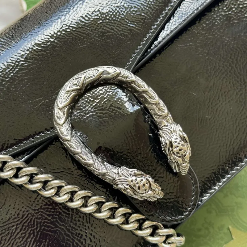 Gucci 795005 GG Dionysus small shoulder bag Black patent leather