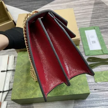 Gucci 795005 GG Dionysus small shoulder bag Wine Red patent leather