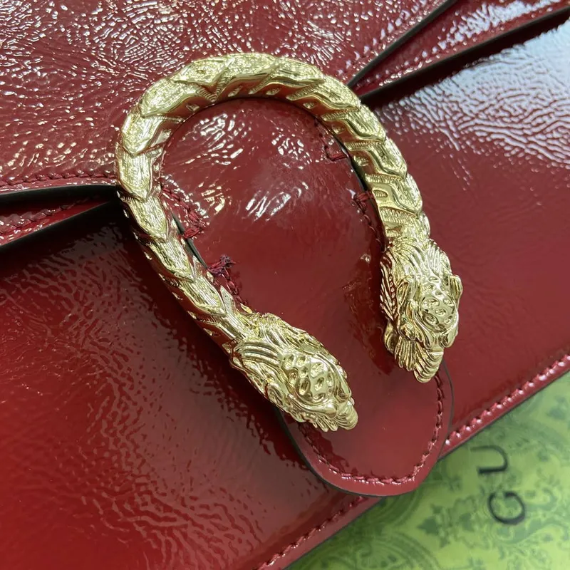 Gucci 795005 GG Dionysus small shoulder bag Wine Red patent leather