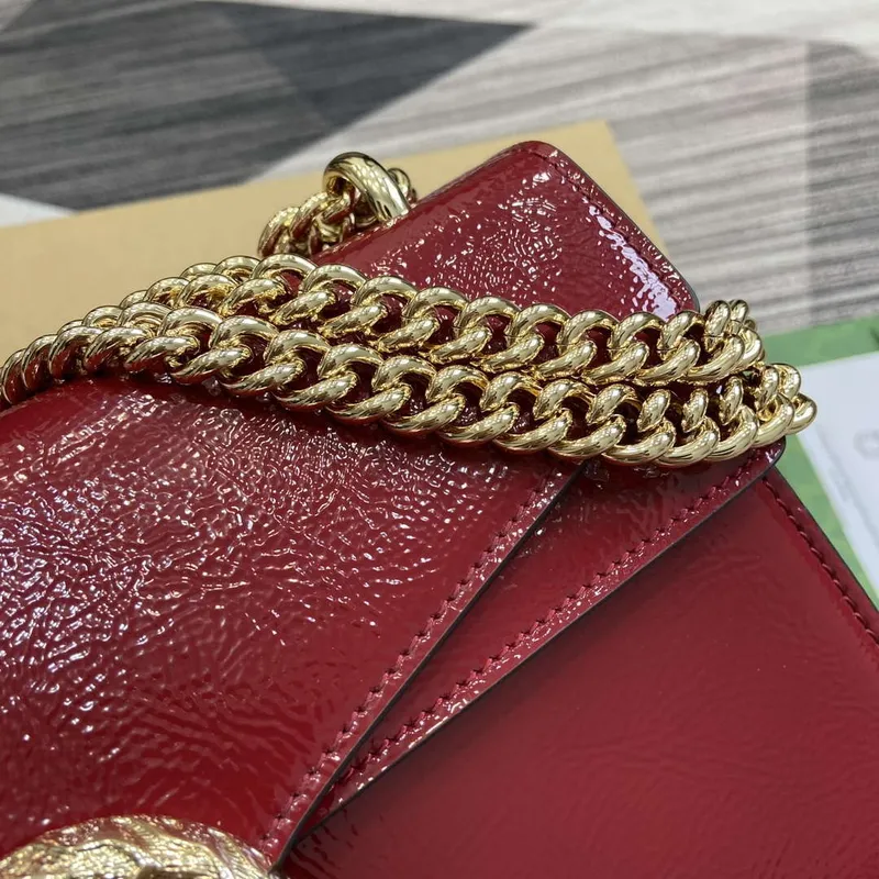 Gucci 795005 GG Dionysus small shoulder bag Wine Red patent leather