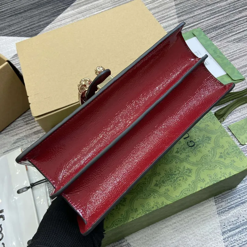 Gucci 795005 GG Dionysus small shoulder bag Wine Red patent leather