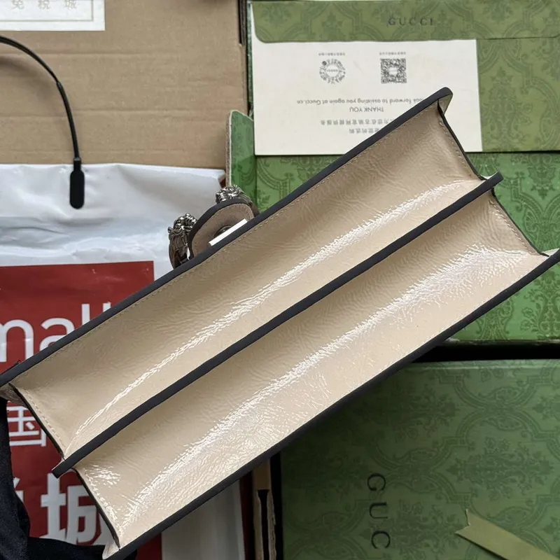 Gucci 795005 GG Dionysus small shoulder bag Light grey patent leather