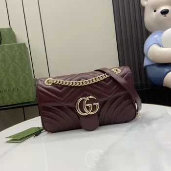 Gucci 443497 GG Marmont Matelassé shoulder Bag Dark Red
