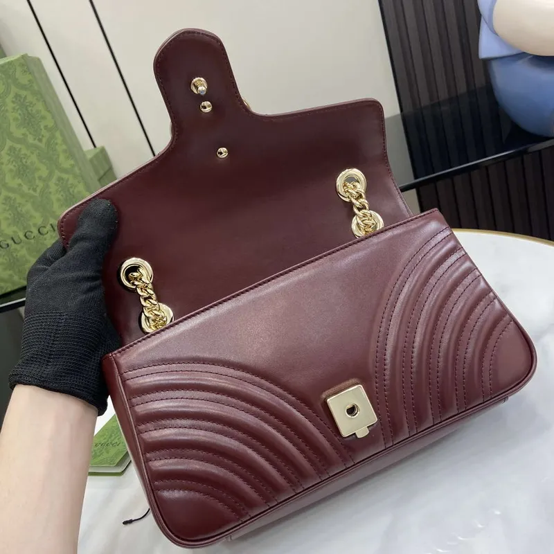 Gucci 443497 GG Marmont Matelassé shoulder Bag Dark Red