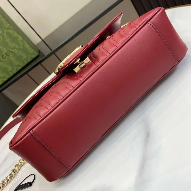 Gucci 443497 GG Marmont Matelassé shoulder Bag Wine Red