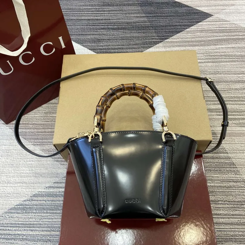 Gucci 805832 Mini Bamboo Top Handle Tote Bag Black