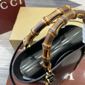 Gucci 805832 Mini Bamboo Top Handle Tote Bag Black