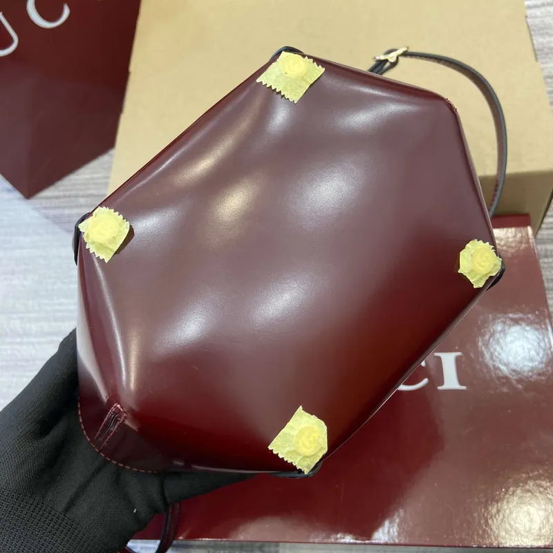 Gucci 805832 Mini Bamboo Top Handle Tote Bag Wine red