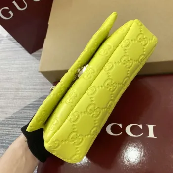 Gucci 806017 GG Milano Mini Top Handle Bag Emerald Green GG puffy leather