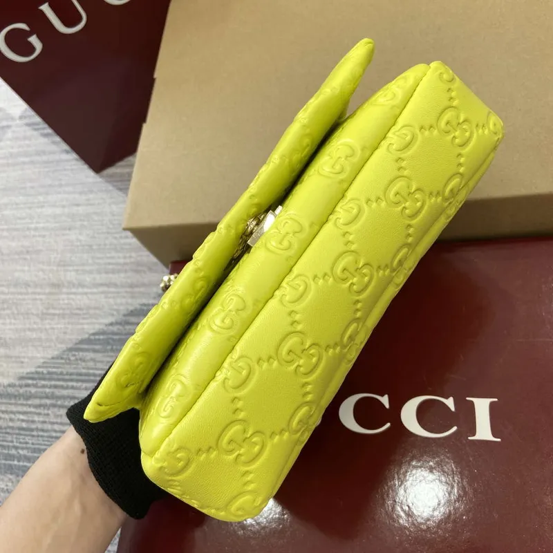 Gucci 806017 GG Milano Mini Top Handle Bag Emerald Green GG puffy leather