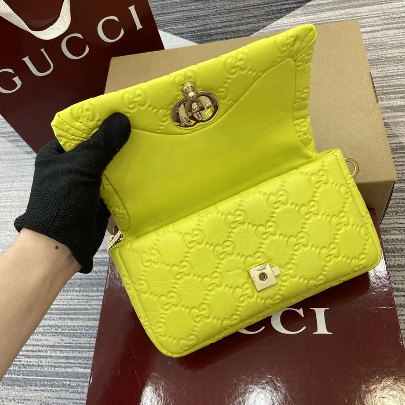 Gucci 806017 GG Milano Mini Top Handle Bag Emerald Green GG puffy leather