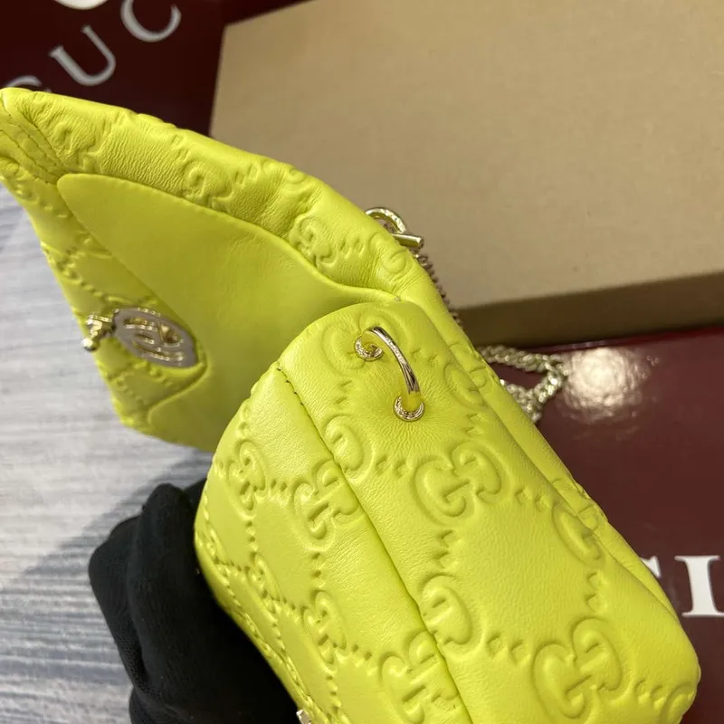 Gucci 806017 GG Milano Mini Top Handle Bag Emerald Green GG puffy leather