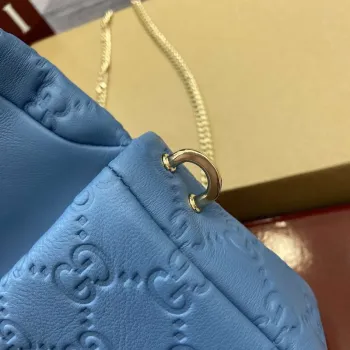 Gucci 806017 GG Milano Mini Top Handle Bag Blue GG puffy leather
