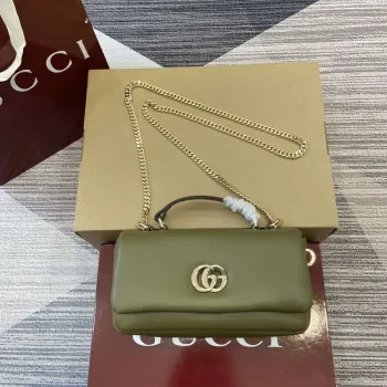 Gucci 806017 GG Milano Mini Top Handle Bag Green puffy leather