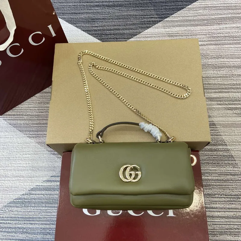 Gucci 806017 GG Milano Mini Top Handle Bag Green puffy leather